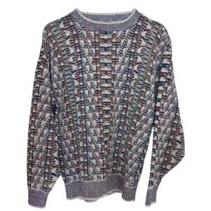 Vintage 90s Crossings Multi-Color Textured Knit Sweater Men's Size Small